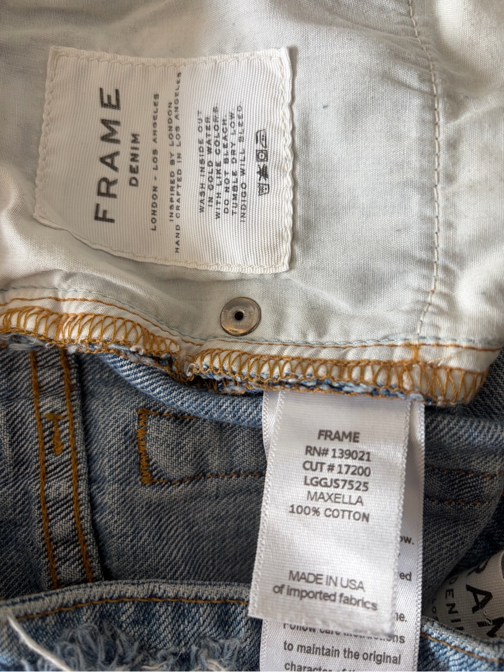 Frame Distressed Bermuda Shorts Le Grand Garcon Denim Long Light Wash Size 27 - Picture 6 of 9